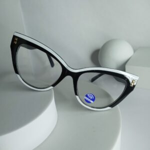 Designer Women's Cat-Eye Anti Blue Light Glasses - Black  White AS95