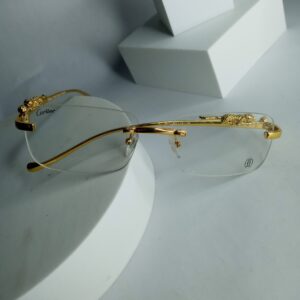 Cartier Luxury Gold Rimless Leopard Designer Eyeglasses