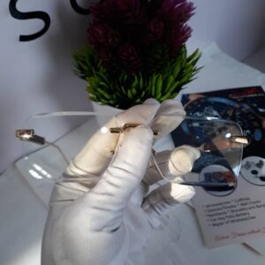 Designer Rimless Gold Accent Eyeglasses