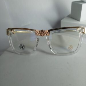 Chrome Hearts CH87 Clear Frame Blue Light Filter Glasses with Gold Accents