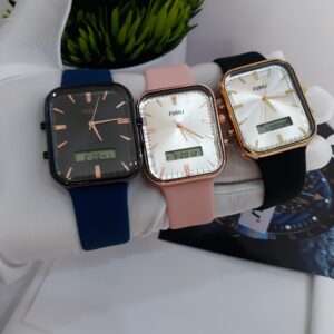 Fusili G0375 Unisex Square Analog-Digital Rubber Strap Watch