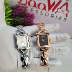 Gucci Women's Square Dial Chain Watch - Silver  Rose Gold