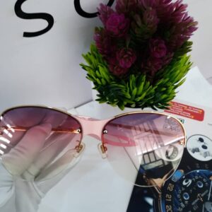 Designer Pink Gradient Frameless Aviator Sunglasses