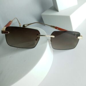 Maybach MB325 Rimless Rectangle Sunglasses - Gold  Brown