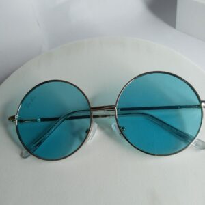 Ray-Ban Round Metal Frame Blue Lens Sunglasses