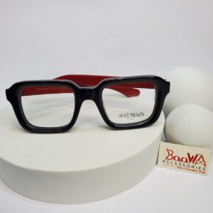 Balmain Unisex Square Full-Rim Eyeglasses Black Red