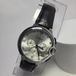 cartier classic chronograph watch silver rose gold leather s 04 - Cartier 4010 Men's Stainless Steel Quartz Chronograph Watch with Leather Strap