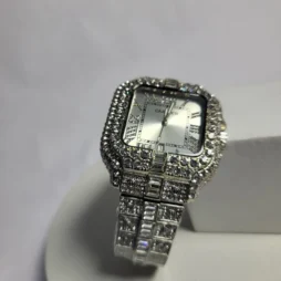 cartier iced out watch gold silver crystal bling wristwatch 14 - Cartier 6368 Women's Diamond-Encrusted Stainless Steel Water Resistant Watch