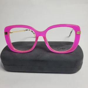 Cartier 2401 Pink Cat-Eye Women's Glasses with Gold Accents