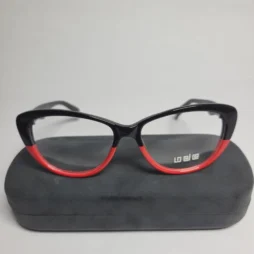 designer collection black red oval eyeglass frames with gold 01 - Designer Collection BD1106 Women's Black & Red Cat-Eye Eyeglasses