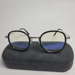 Designer Unisex Round Titanium Full-Rim Blue Light Blocking Glasses