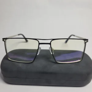 Designer Rectangular Metal Blue Light Blocking Glasses