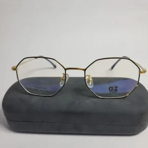 Designer Titanium Geometric Full-Rim Eyeglasses