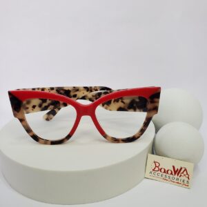 Designer Women's Red Tortoise Cat-Eye Fashion Glasses