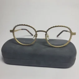 Designer Collection Gold Scalloped Round Metal Fashion Glasses