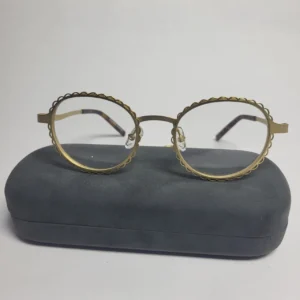 Designer Gold Scalloped Round Metal Fashion Glasses