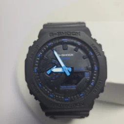 g shock black resin mens watch with blue accents shockproof 01 - Casio G-Shock 007 Men's Analog-Digital 20BAR Water Resistant Watch
