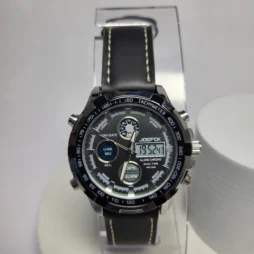 joefox dual display sports watch analog digital chronograph 01 - Joefox 1603 Men's Dual Time Chronograph Leather Sport Watch