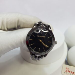 Michael Kors Women's Black Dial Gold Accent Chain Analog Watch