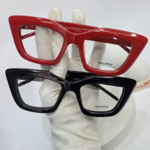 Miu Miu 15NV Women's Cat-Eye Full-Rim Acetate Glasses (Red  Black)