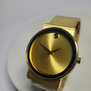 Movado 6052M Gold Stainless Steel Mesh Unisex Water Resistant Watch