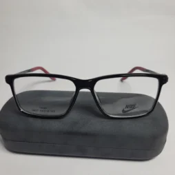 nike rectangular eyeglass frames sporty acetate glasses 01 - Nike TR90 Rectangle Frame Eyeglasses - Black with Red Accents