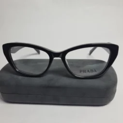 prada cat eye black glossy eyeglass frame luxury womens desi 01 - Prada PR 19WV Black Cat-Eye Acetate Eyeglasses