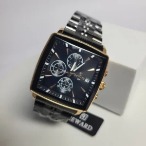 Reward Men's RD81100M Chronograph Water Resistant Gold Black Square Watch