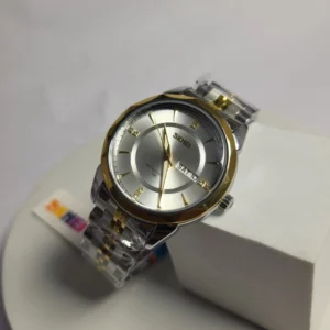 SKMEI 9268 Men's Two-Tone Stainless Steel Water Resistant Day-Date Watch