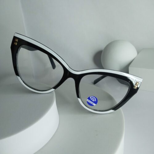 Designer Women's Cat-Eye Anti Blue Light Glasses - Black  White AS95