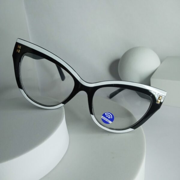 Designer Women's Cat-Eye Anti Blue Light Glasses - Black  White AS95