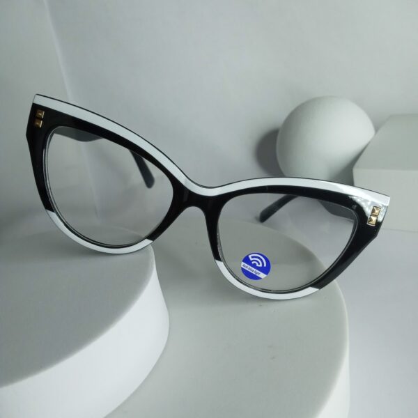Designer Women's Cat-Eye Anti Blue Light Glasses - Black  White AS95