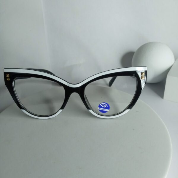 Designer Women's Cat-Eye Anti Blue Light Glasses - Black  White AS95
