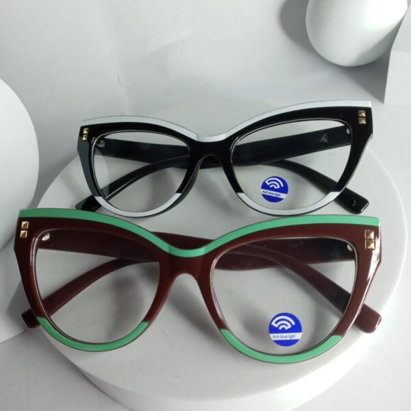 Designer Women's Cat-Eye Anti Blue Light Glasses - Black  White AS95