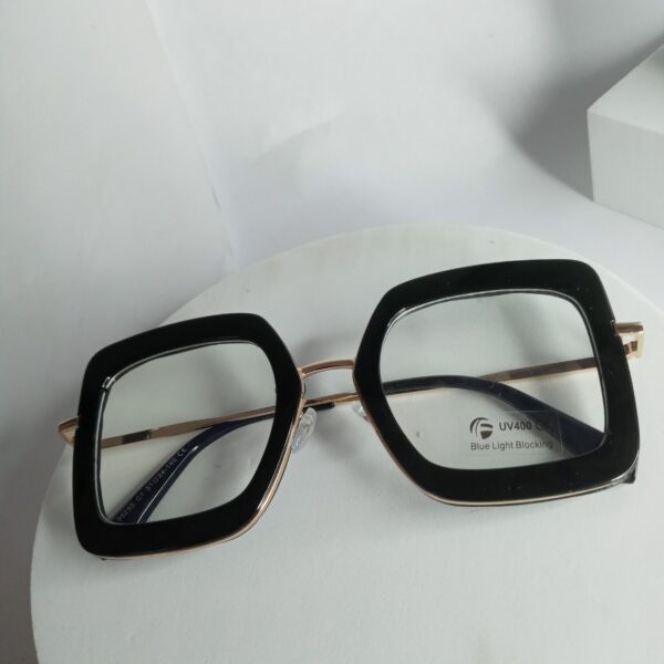 Designer Black Square Blue Light Blocking UV400 Glasses AS99