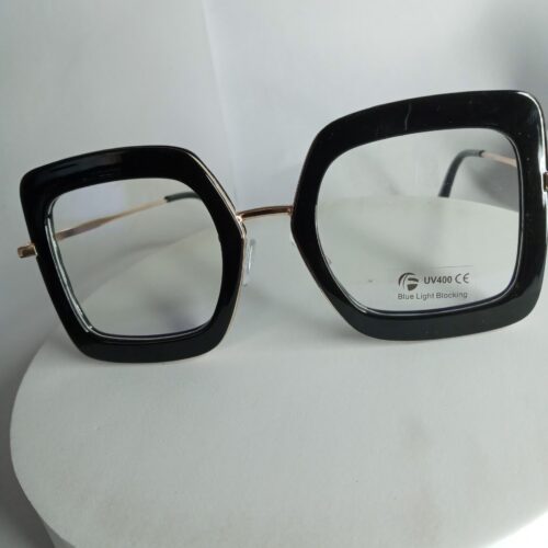 Designer Black Square Blue Light Blocking UV400 Glasses AS99