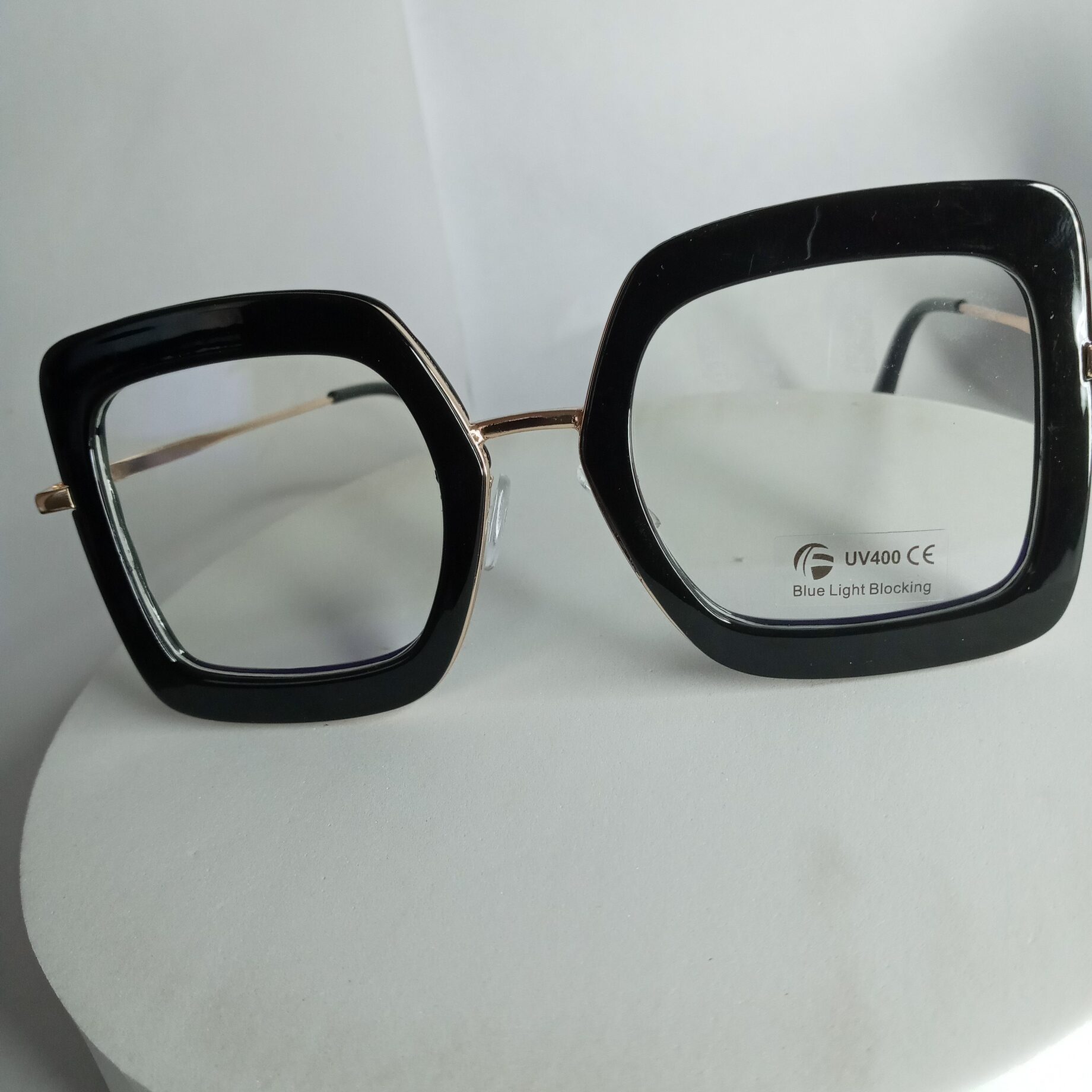 Designer Black Square Blue Light Blocking UV400 Glasses AS99