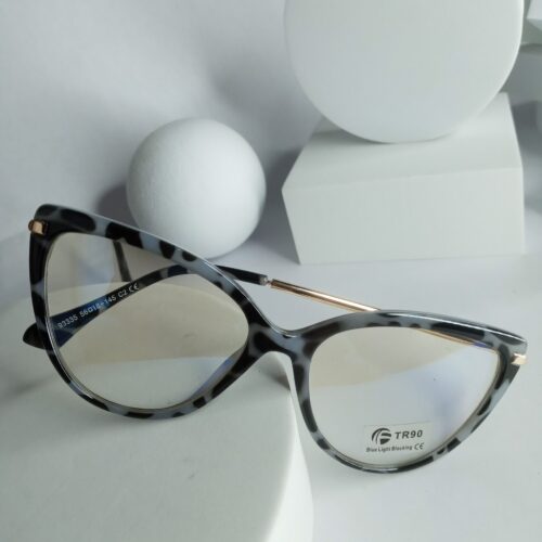Designer TR90 Cat Eye Blue Light Blocking Glasses - Grey Leopard Print