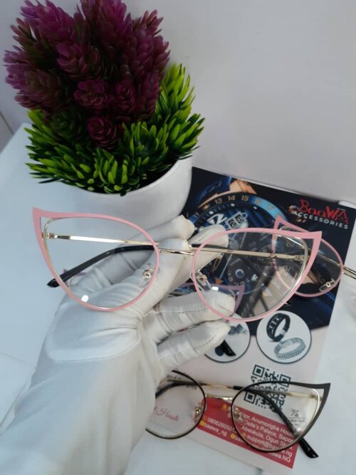 Designer Pink Cat Eye Thin Frame Optical Glasses