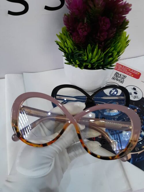 Designer Women's Oversized Two-Tone Cat-Eye Eyeglasses