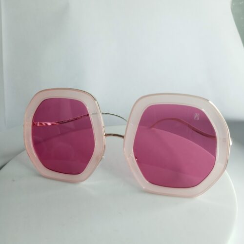Anna Karin Karlsson Limited Edition Hexagon Oversized Pink Tinted Sunglasses