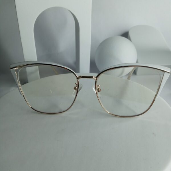 Designer Cat-Eye Metal Glasses - White  Gold Frame