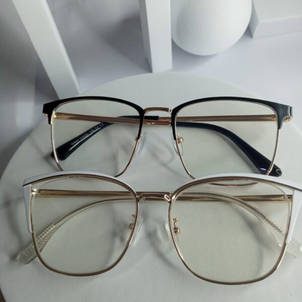 Designer Cat-Eye Metal Glasses - White  Gold Frame