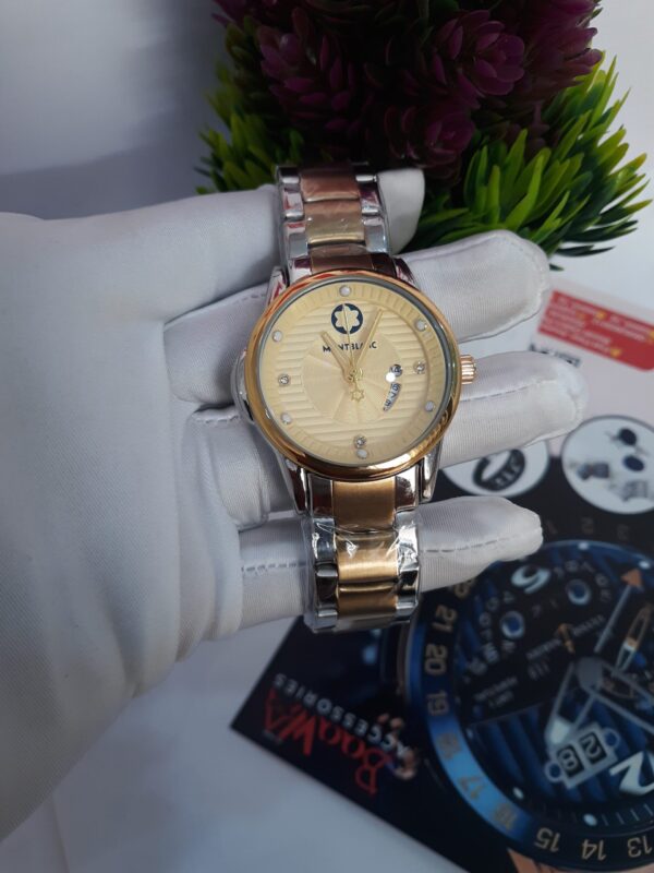 Montblanc Women's Luxury Two-Tone Gold  Silver Chain Watch with Date