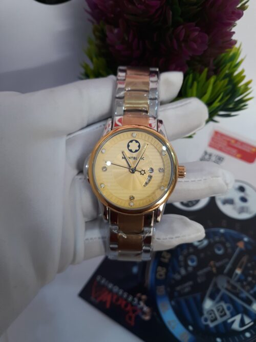 Montblanc Women's Luxury Two-Tone Gold  Silver Chain Watch with Date