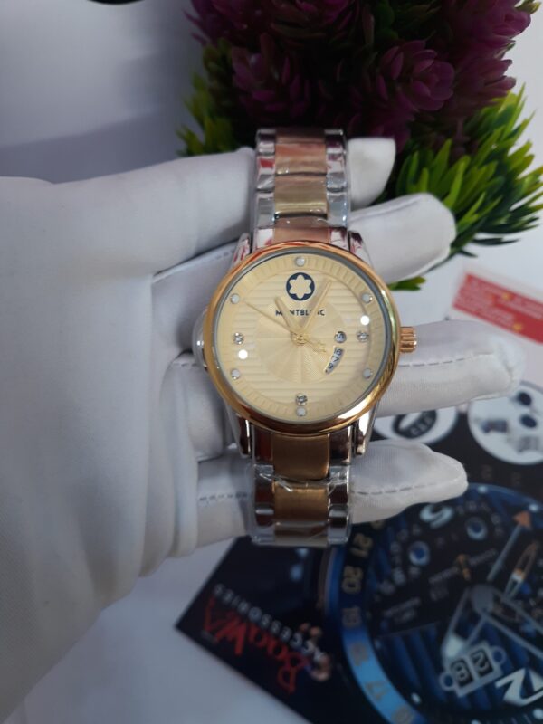 Montblanc Women's Luxury Two-Tone Gold  Silver Chain Watch with Date