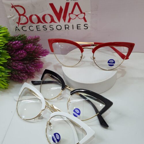 Designer Cat Eye Semi-Rimless Anti-Blue Light Glasses