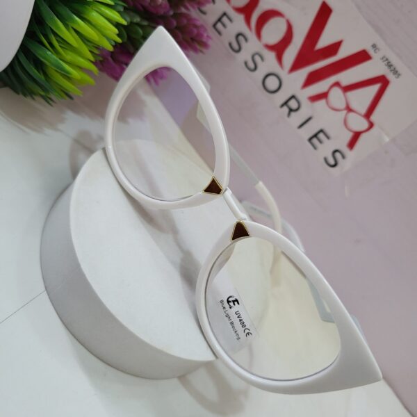 Designer White Cat-Eye UV400 Blue Light Blocking Glasses for Women