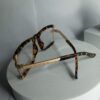 Burberry Unisex Tortoise Shell Square Frame Eyeglasses with Gold Accents