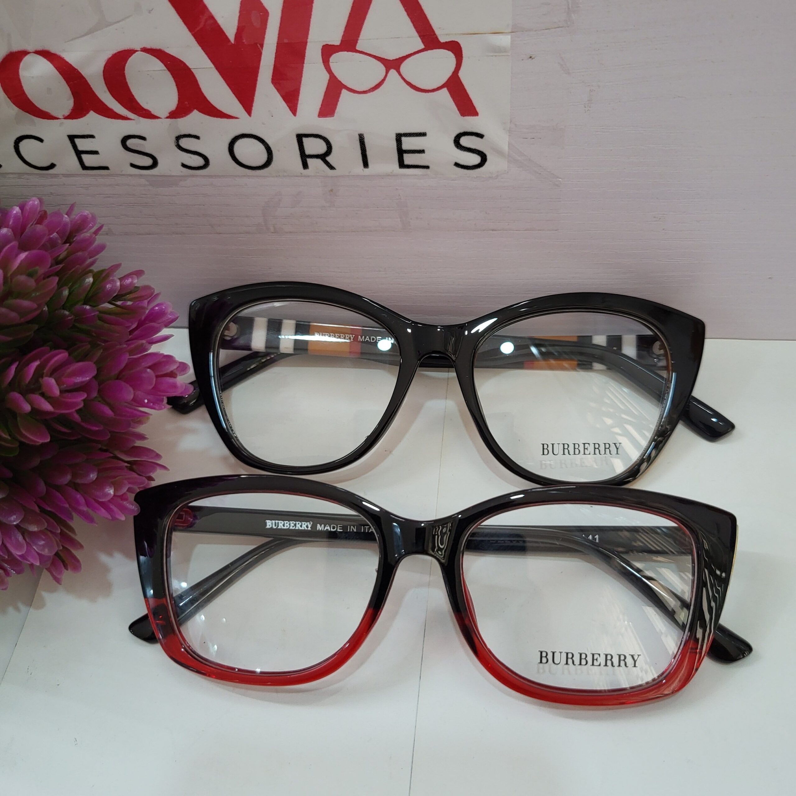Burberry Women's Stylish Cat-Eye Thick Frame Eyeglasses
